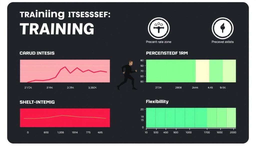 Grafik intensitas latihan hibrid yang menunjukkan zona latihan optimal untuk kardio, kekuatan, dan fleksibilitas Grafik intensitas latihan hibrid yang menunjukkan zona latihan optimal untuk kardio, kekuatan, dan fleksibilitas