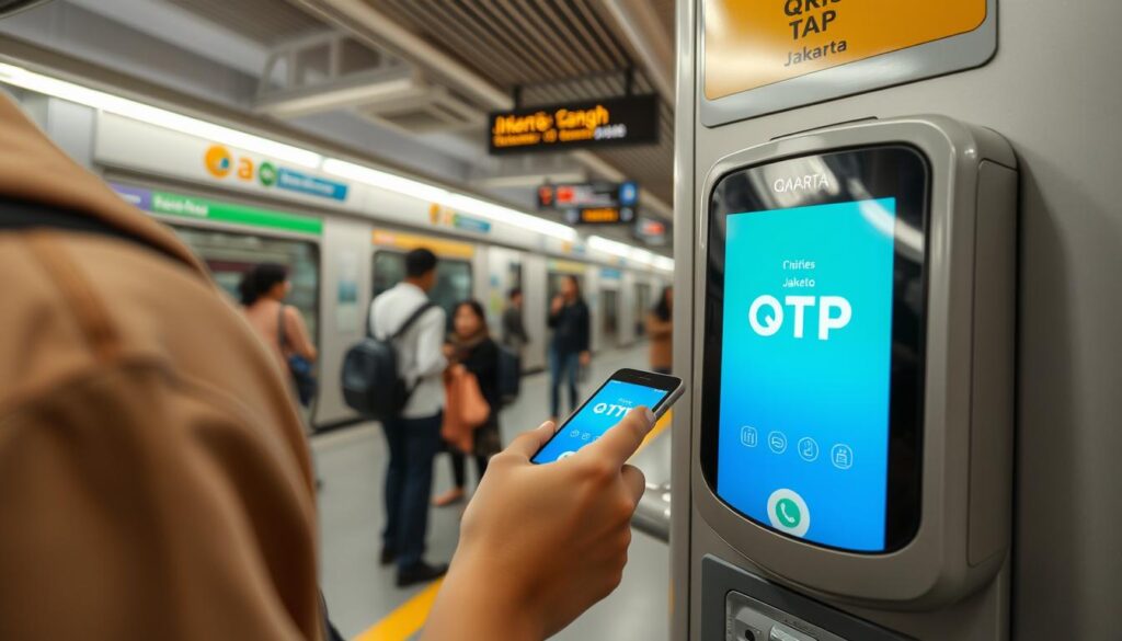 Penggunaan QRIS Tap di stasiun MRT Jakarta Penggunaan QRIS Tap di stasiun MRT Jakarta