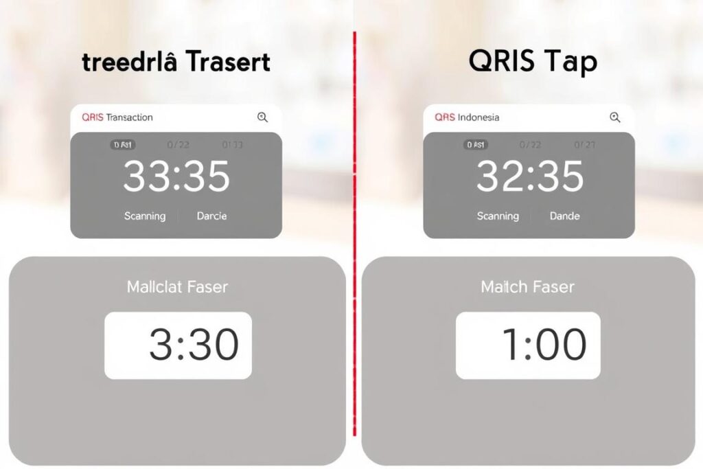Perbandingan kecepatan transaksi antara QRIS biasa dan QRIS Tap dengan visualisasi timer Perbandingan kecepatan transaksi antara QRIS biasa dan QRIS Tap dengan visualisasi timer
