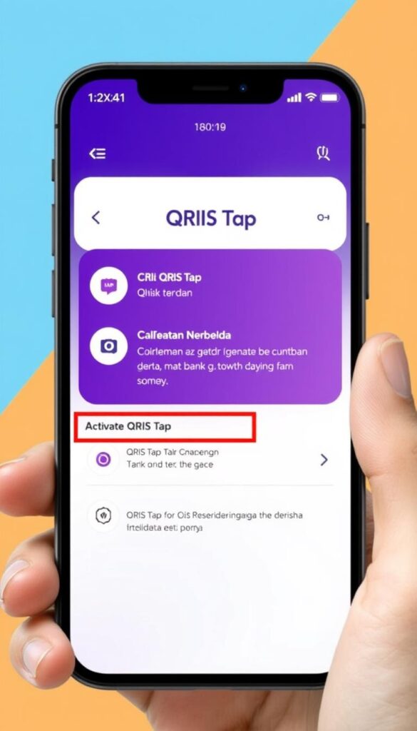 Tampilan aplikasi mobile banking dengan menu QRIS Tap Tampilan aplikasi mobile banking dengan menu QRIS Tap